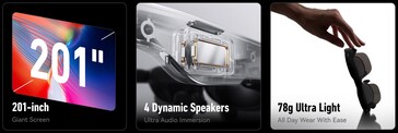 The lightweight Air 2s projects a virtual 201" image using super-bright Sony OLED micro displays. (Image source: RayNeo)