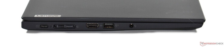 Left: 2x Thunderbolt 4, miniEthernet/docking port, HDMI 2.0, USB-A 3.2 Gen 1, 3.5mm audio