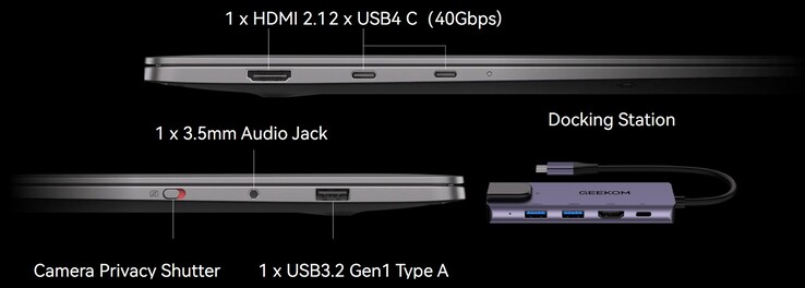 The external ports on the Geekom GeekBook X14 Pro (Source: Geekom)