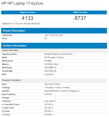 The Core i5-10210U. (Image source: Geekbench)