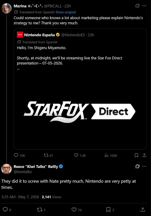 Reece “Kiwi Talkz” Reilly comments on Star Fox Switch 2 leak