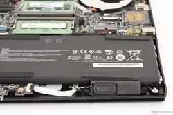 Front-facing speaker adjacent to the battery