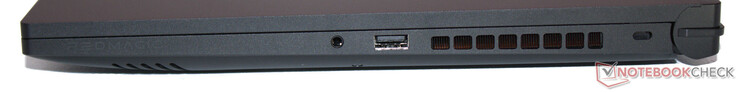 Right side: audio combo, USB 3.2 Gen 1 (USB-A), slot for a Kensington lock