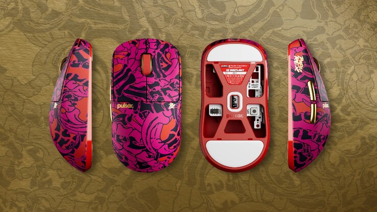 The RX Pacific Gold Edition adds gold accents and orange patterns to the Pulsar X2 CrazyLight. (Image source: Pulsar)