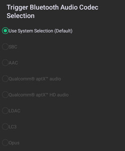 Available Bluetooth audio codecs