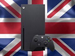 Xbox Series X seen in front of UK flag