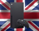 Xbox Series X seen in front of UK flag