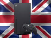 Xbox Series X seen in front of UK flag