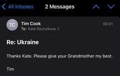 Tim Cook&#039;s message to an Apple employee regarding her grandmother. (Image source: Twitter)