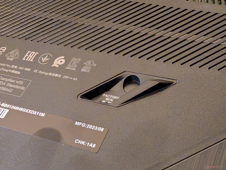 Unlike most other laptop makers, MSI utilizes factory seal stickers which can cause headaches if trying to claim warranty or return the unit to the retailer if need be after adding additional RAM or storage (Image source: Notebookcheck)
