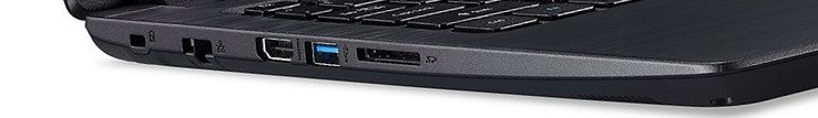 Left side: Kensington Security Slot, Gigabit Ethernet port, HDMI-out, USB 3.0 port, SD card reader