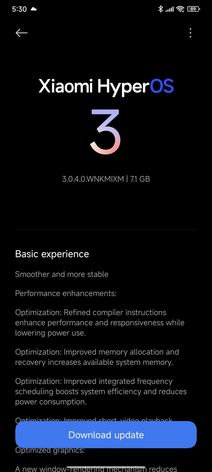 HyperOS 3 OTA on Poco F6 Pro (Image source: u/waelabdrabbo via Reddit)