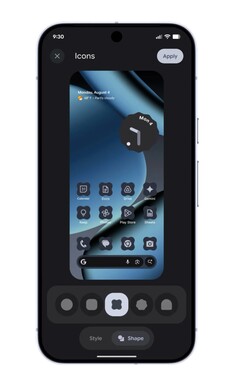 The shape of app icons can be changed