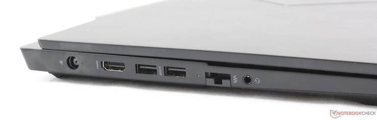 Left: AC adapter, HDMI 2.0, 2x USB 3.1 Type-A, Gigabit RJ-45, 3.5 mm combo audio