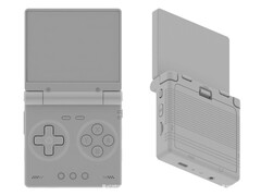 The Miyoo clamshell handheld has a removable battery cover.