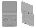 The Miyoo clamshell handheld has a removable battery cover.