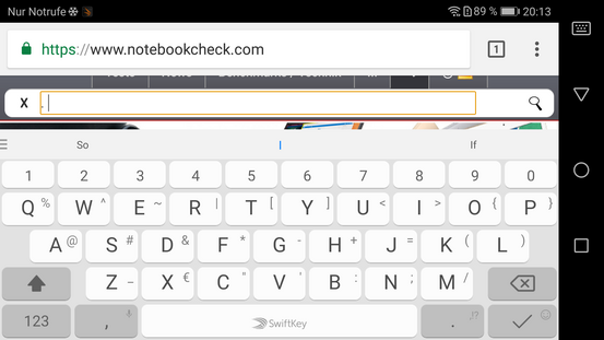 Onscreen keyboard, landscape