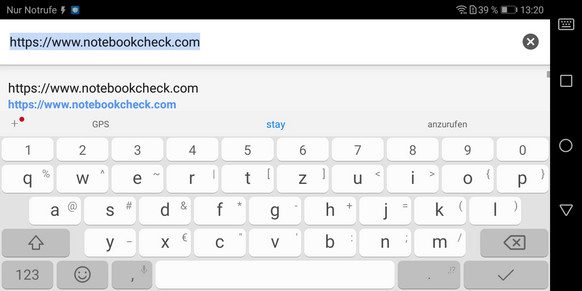 The keyboard in landscape mode