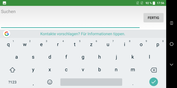 The keyboard in landscape mode