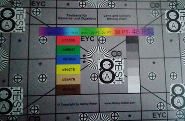 Test chart photographed 1 Lux