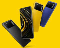 The Poco M3 will be available in three colours. (Image source: 91Mobiles)