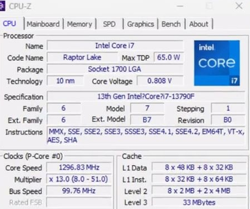 Core i7-13790F CPU-Z. (Source: wxnod on Twitter)