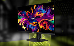 MSI has confirmed that only one of its new MAG-branded QD-OLED gaming monitors will receive firmware updates. (Image source: MSI)
