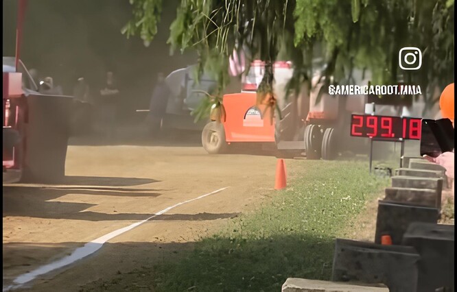 The Tesla Cybertruck managed to pull the sled an admirable 299 feet. (Image source: Reddit)