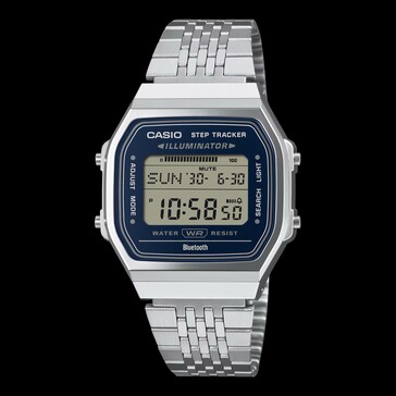 Casio ABL-100WE-2A with a navy blue dial and silver-tone case.