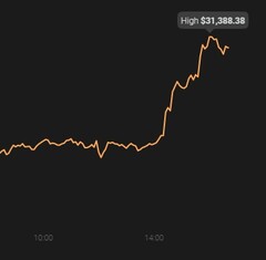 Bitcoin historical maximum value of US$31,388.38 (Source: Coin Stats)