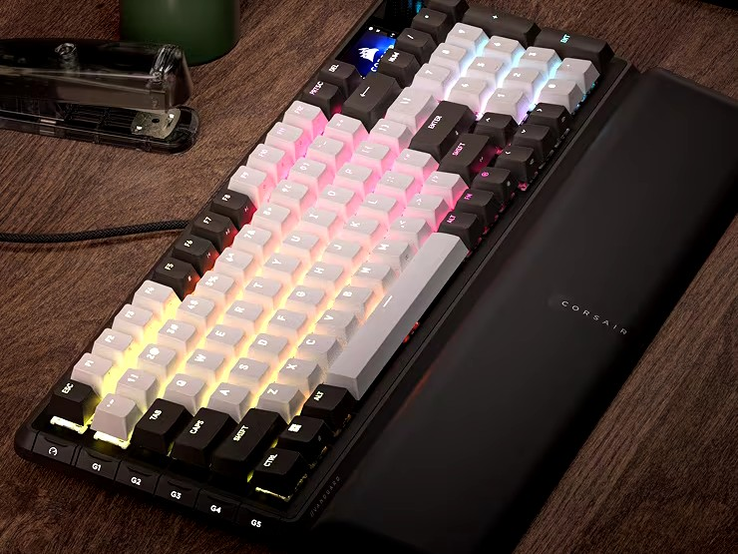 The regular Vanguard 96 (pictured) trades the Hall effect MGX switches for mechanical keys. (Image source: Corsair)