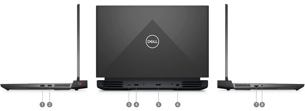 The port selection of the G15 (Image: Dell)