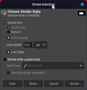 The old GIMP stroke selection window had options nested and hidden in sub-menus, making it challenging to find features you need. (Image source: Julian van der Merwe / Notebookcheck)