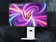 32-inch 4K LG OLED 32GS95UV gaming monitor front shown at angle (Image source: LG with edits)
