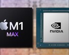The Apple M1 Max can easily keep up with the Nvidia GeForce RTX 3080 Laptop GPU in synthetic benchmarks. (Image source: Apple/Nvidia - edited)