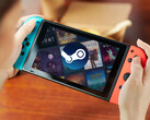 Proton 11.0-Beta 1 is now available. Pictured: an edited promo picture showing the Switch 1 running Steam.