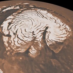Nothern ice cap of Mars (Image source: NASA/JPL Caltech/MSSS with edits)