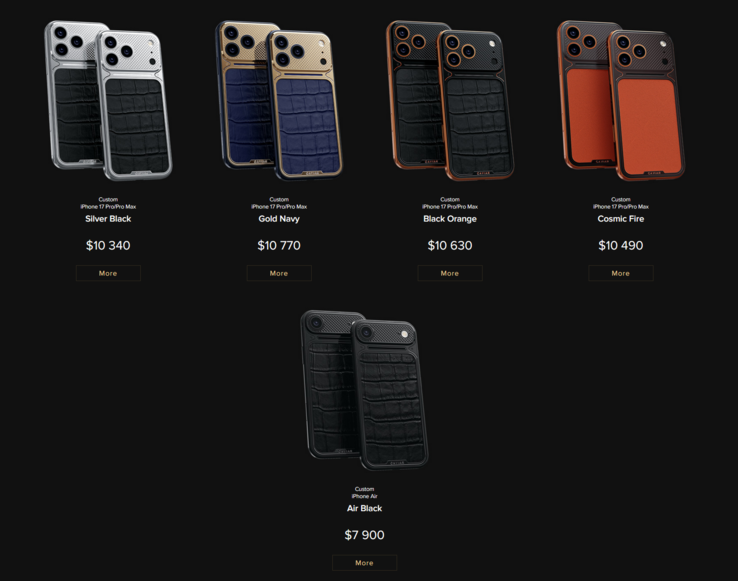 The complete Caviar custom iPhone 17 series (pictured). (Image source: Caviar)