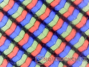 Matte RGB subpixel array. Images appear crisp with only slight graininess