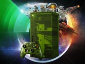 Xbox Series X25 console seen in front of exclusive games