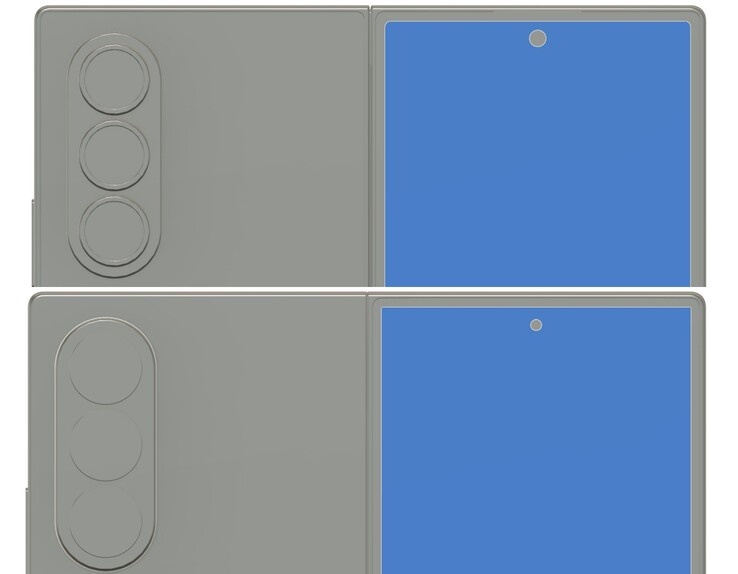Renders: Galaxy Z Fold7 (top) vs Galaxy Z Fold8 bottom.