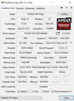 VEGA MSI AMD RX Vega 56 8GB Air Boost Graphics Card GPU 