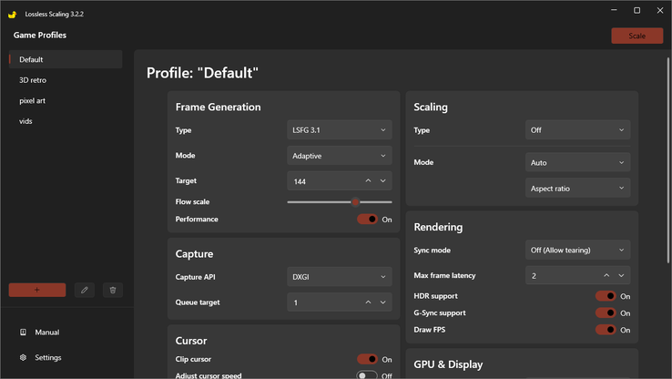 Recommended Lossless Scaling settings for modern titles at a capped 60 FPS with GPU headroom. Consider Fixed 2X if unsure, and disabling