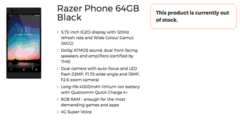 UK carrier 3G UK accidentally leaked the details of Razer's upcoming gaming-focused smartphone/phablet. (Source: Android Police)