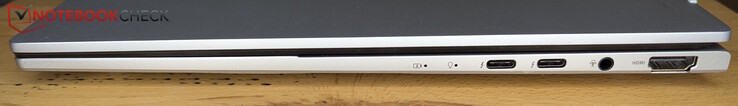 Right: 2 x Thunderbolt 4, headset jack, HDMI