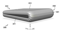 A recent patent application from Samsung shows a smartphone that can fold over itself. (Source: Samsung patent) A recent patent application from Samsung shows a smartphone that can fold over itself. (Source: Samsung patent)