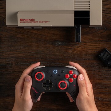 The 8BitDo Ultimate 2 Bluetooth - NES 40th Limited Edition comes with a NES Retro Receiver, so it can be used with the NES. (Image source: 8BitDo)
