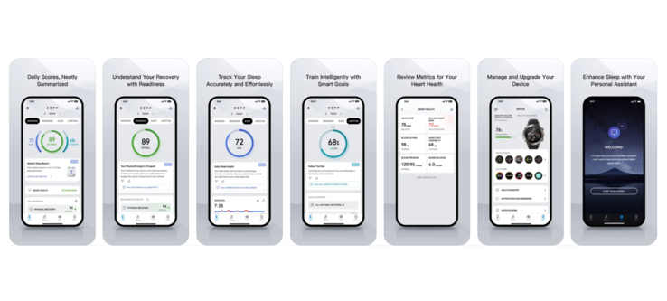 The new Zepp app for Amazfit smartwatches. (Image source: Amazfit)