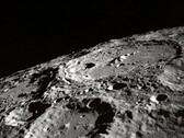 An image showing craters on the Moon.