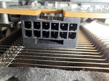 Burnt Sapphire Nitro RX 9070 XT power connector. (Image source: r/pcmasterrace on Reddit)